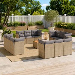 Comfortable 13 Piece Garden Sofa Set in Beige