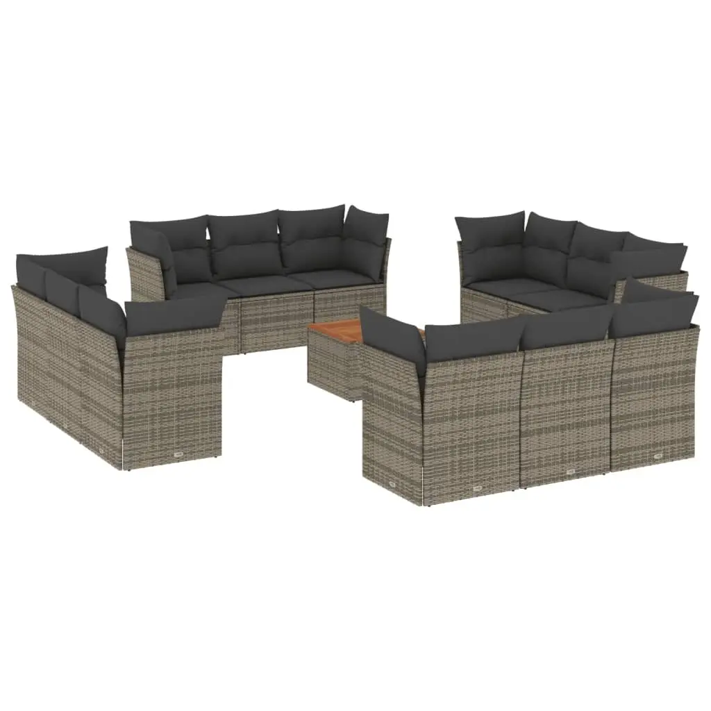 Garden Sofa Set 13 Piece Outdoor Furniture Modular Grey Rattan Sectional