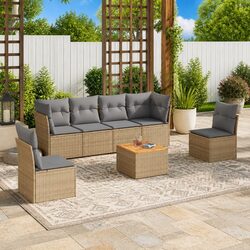 Comfort Meets Value: 7-Piece Garden Sofa Set in Beige