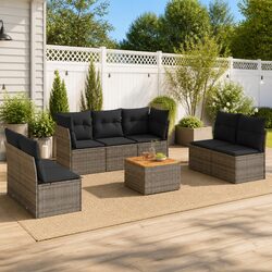 Warm and Inviting 8 Piece Grey Garden Sofa Set