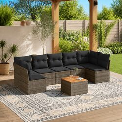 Comfortable and Stylish 8 Piece Garden Sofa Set in Grey