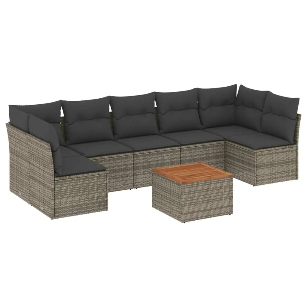 Garden Sofa Set 8 Piece Outdoor Furniture Modular Grey Patio Sectional