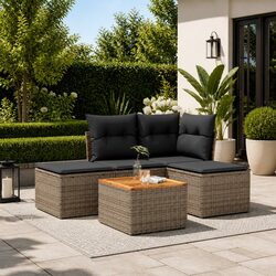 Comfortable and Practical 5-Piece Garden Sofa Set in Grey