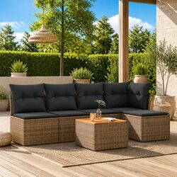 Comfortable and Practical 6-Piece Garden Sofa Set in Grey