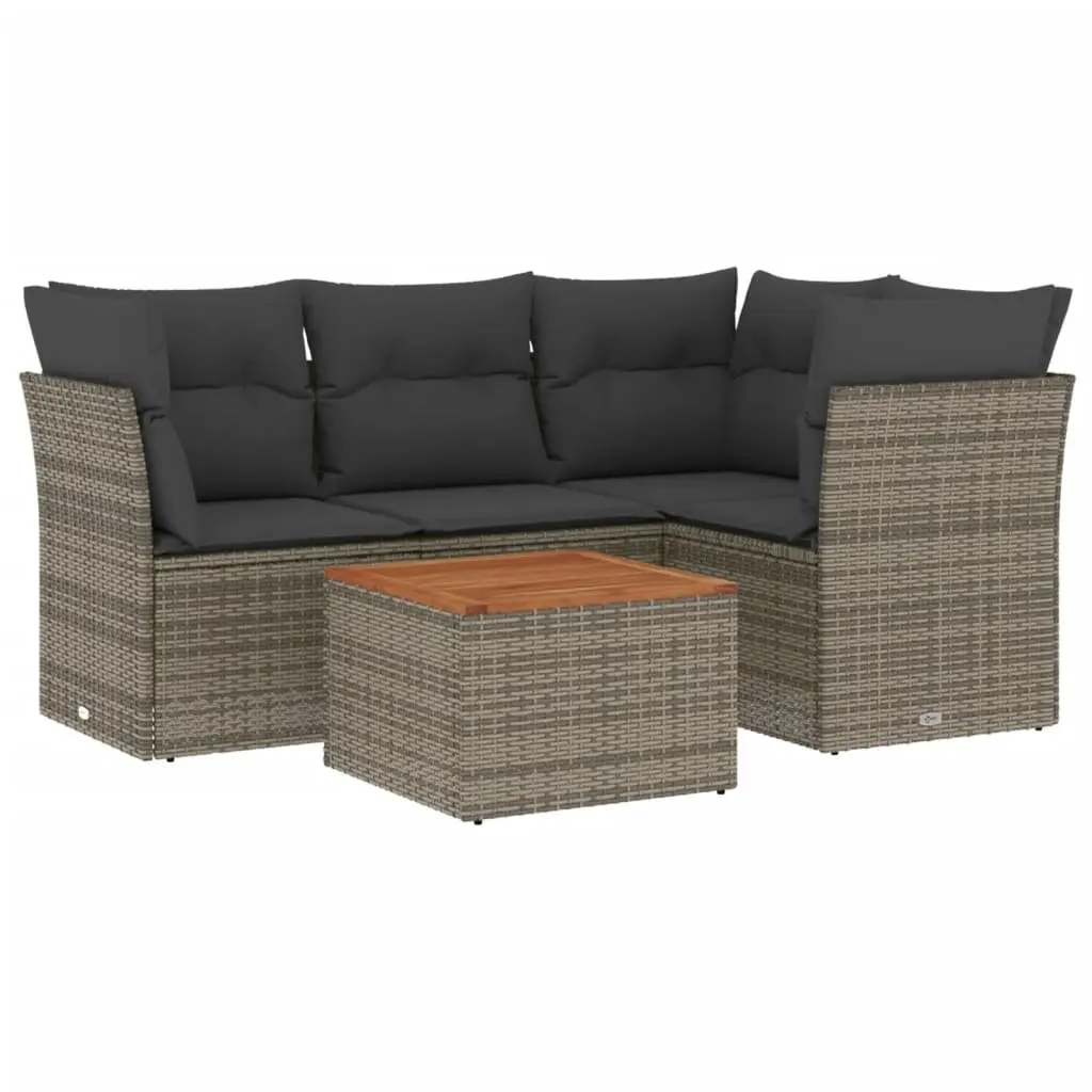 Garden Sofa Set 5 Piece Outdoor Furniture Patio Lounge Grey Poly Rattan Modular