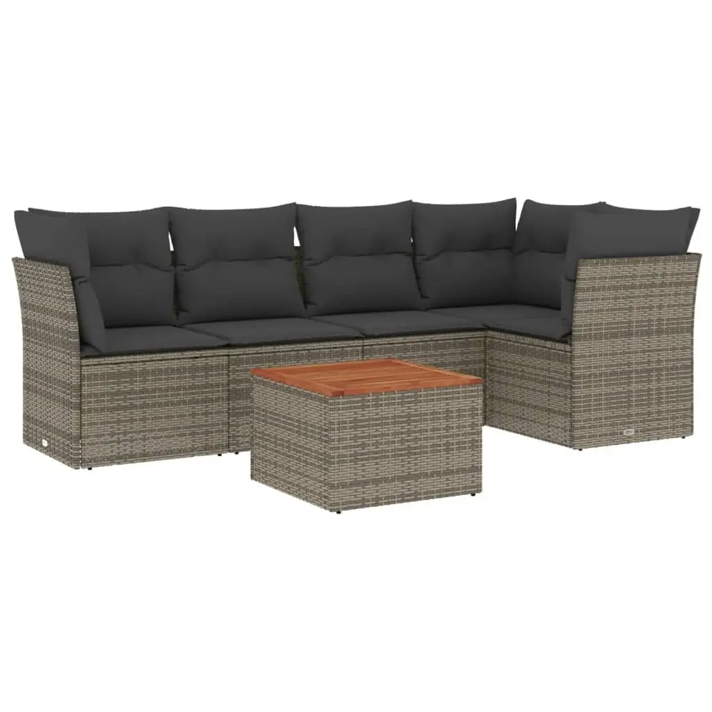 Garden Sofa Set 6 Piece Outdoor Patio Furniture Cushions Grey Rattan