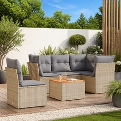 Comfortable 6-Piece Outdoor Sofa Set in Beige