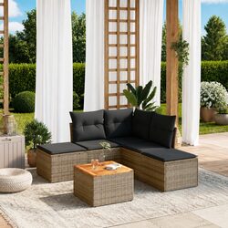 Value-Driven Garden Sofa Set: 6 Piece Grey Rattan