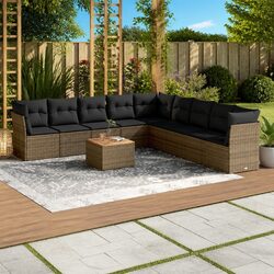 Practical Grey Garden Sofa Set - 10 Pieces for Comfort