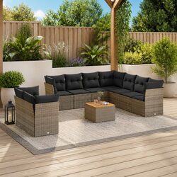 Comfortable 10-Piece Outdoor Sofa Set in Grey