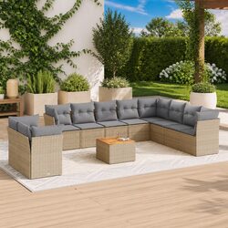 Value-Driven Beige Poly Rattan Garden Sofa Set 11 Piece