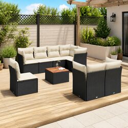 Cozy 9-Piece Black Outdoor Sofa Set for Relaxation