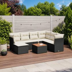 Practical 8-Piece Black Garden Sofa Set