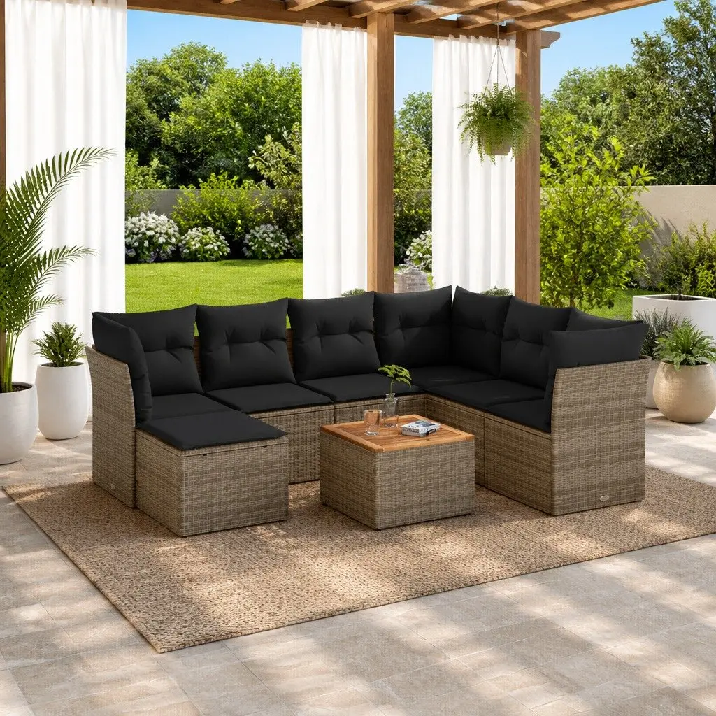 Garden Sofa Set 8 Piece Outdoor Furniture Modular Grey Cushions