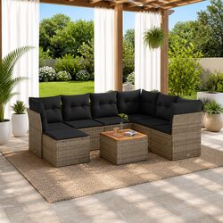 Durable 8-Piece Outdoor Sofa Set with Grey Cushions
