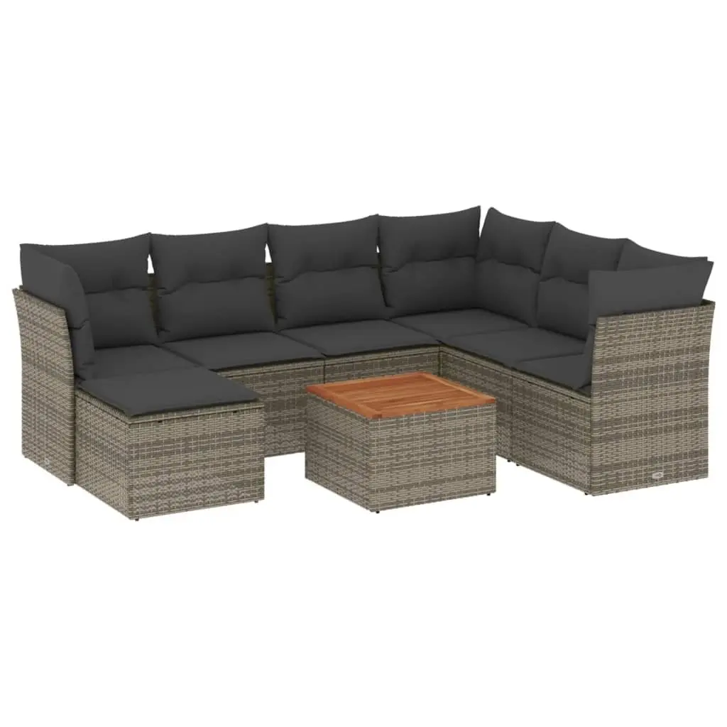 Garden Sofa Set 8 Piece Outdoor Furniture Modular Grey Cushions
