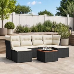 Comfortable 7 Piece Black Sofa Set for Outdoor Use