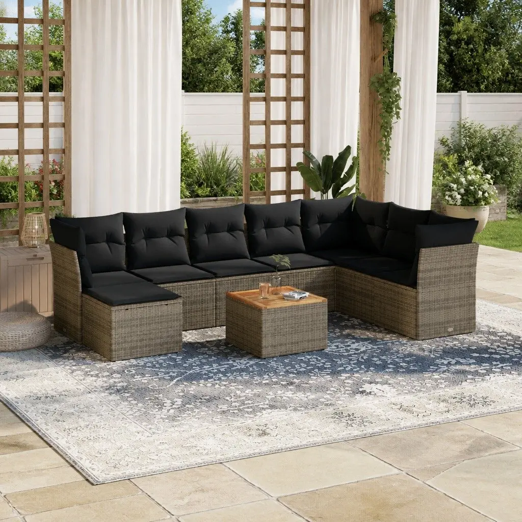 Garden Sofa Set 9 Piece Outdoor Furniture Patio Lounge Grey Rattan Modular