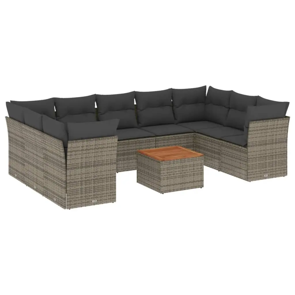 Garden Sofa Set 10 Piece Outdoor Furniture Patio Conversation Grey Rattan
