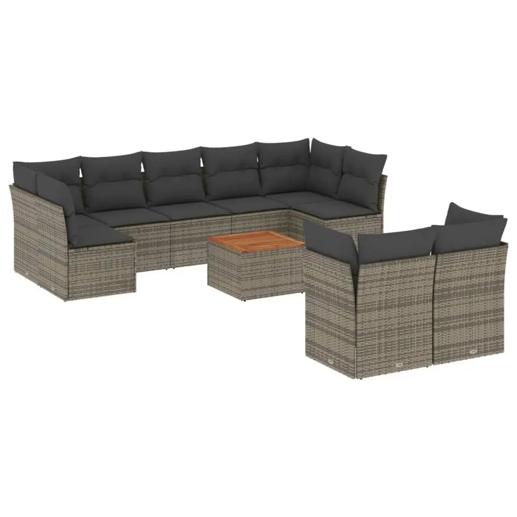 Garden Sofa Set 10 Piece Outdoor Furniture Grey Rattan Modular Patio Sectional