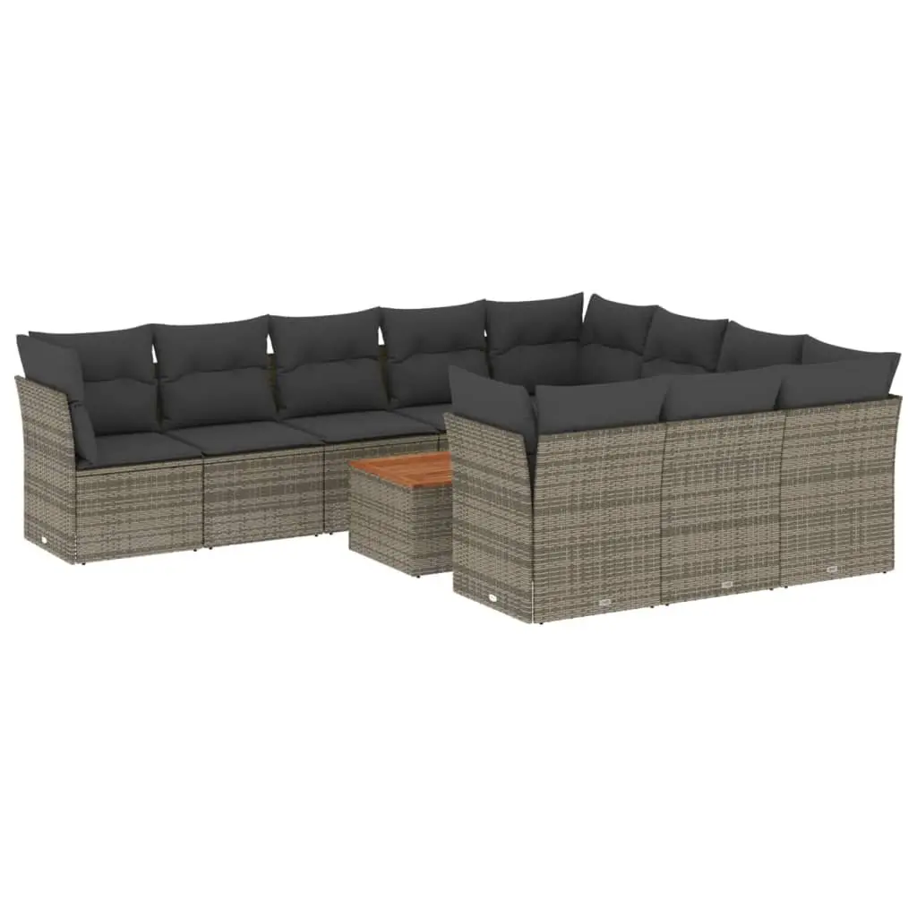 Garden Sofa Set 11 Piece Outdoor Furniture Grey Poly Rattan Modular with