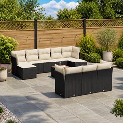 Comfortable and Practical 11-Piece Outdoor Sofa Set in Black