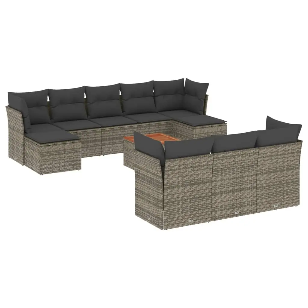 Garden Sofa Set 11 Piece Outdoor Furniture Modular Grey Poly Rattan