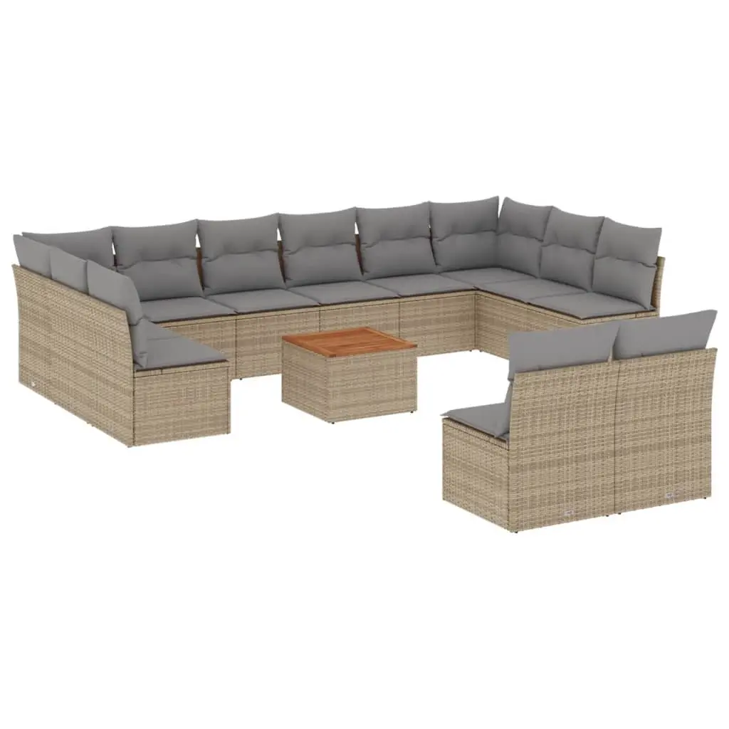 Garden Sofa Set 13 Piece Outdoor Furniture Cushioned Modular Beige