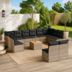 13 Piece Garden Sofa Set Grey Poly Rattan Outdoor Furniture Modular Patio Lounge
