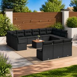 Comfortable 14 Piece Outdoor Garden Sofa Set in Black