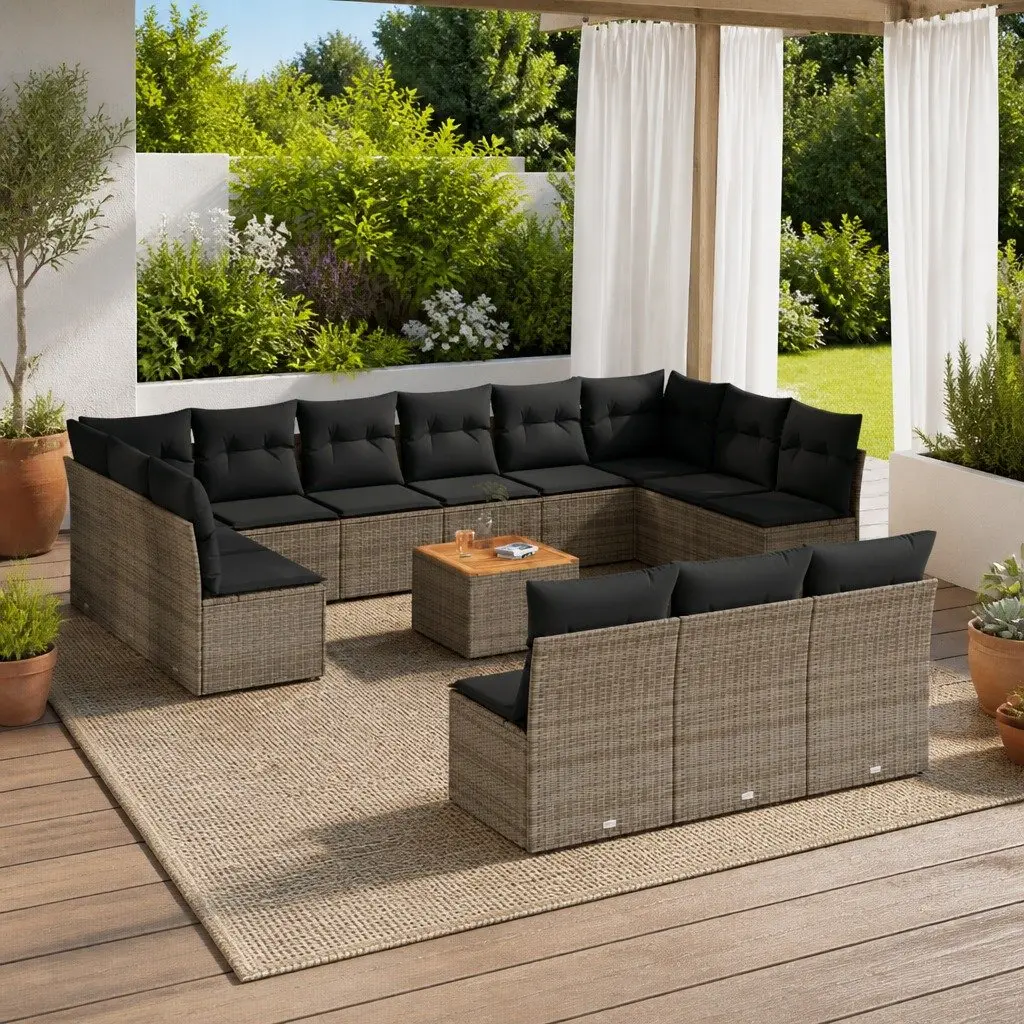 Garden Sofa Set 14 Piece Outdoor Seating Grey Modular Patio Furniture