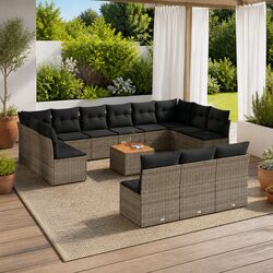 Comfortable 14-Piece Grey Garden Sofa Set with Modular Design