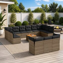 Comfortable 14 Piece Garden Sofa Set in Grey