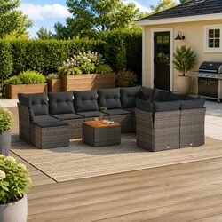 Comfortable and Durable 11 Piece Grey Rattan Sofa Set