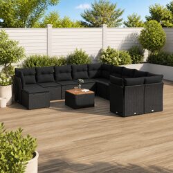 Garden Sofa Set 12 Piece Outdoor Furniture with Cushions Black Patio Lounge