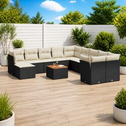 Comfortable 12-Piece Black Patio Sofa Set for Gatherings