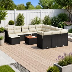Comfortable and Practical 13 Piece Black Garden Sofa Set