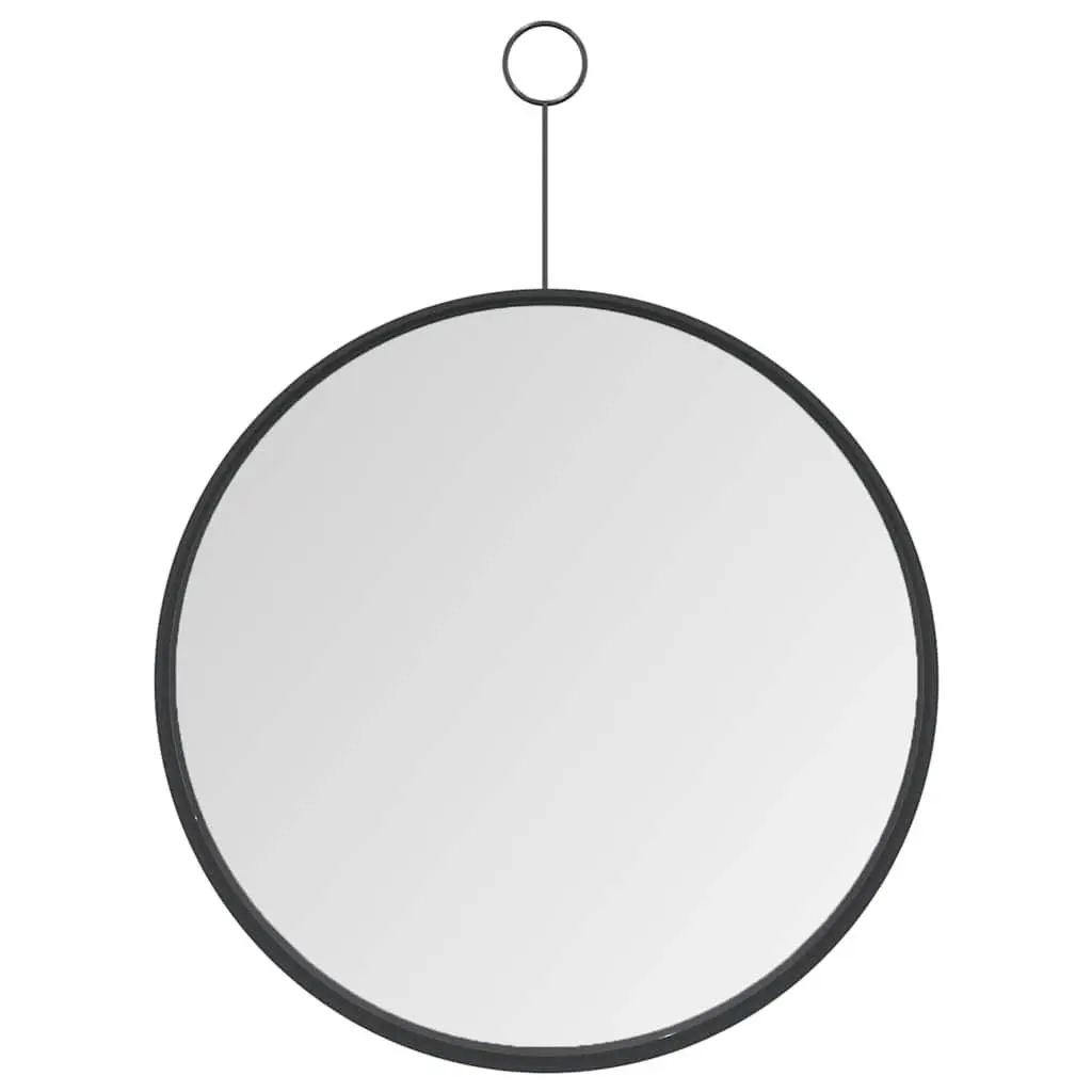 Round Wall Mirror Modern Home Decor 30 cm Black Powder-Coated Steel