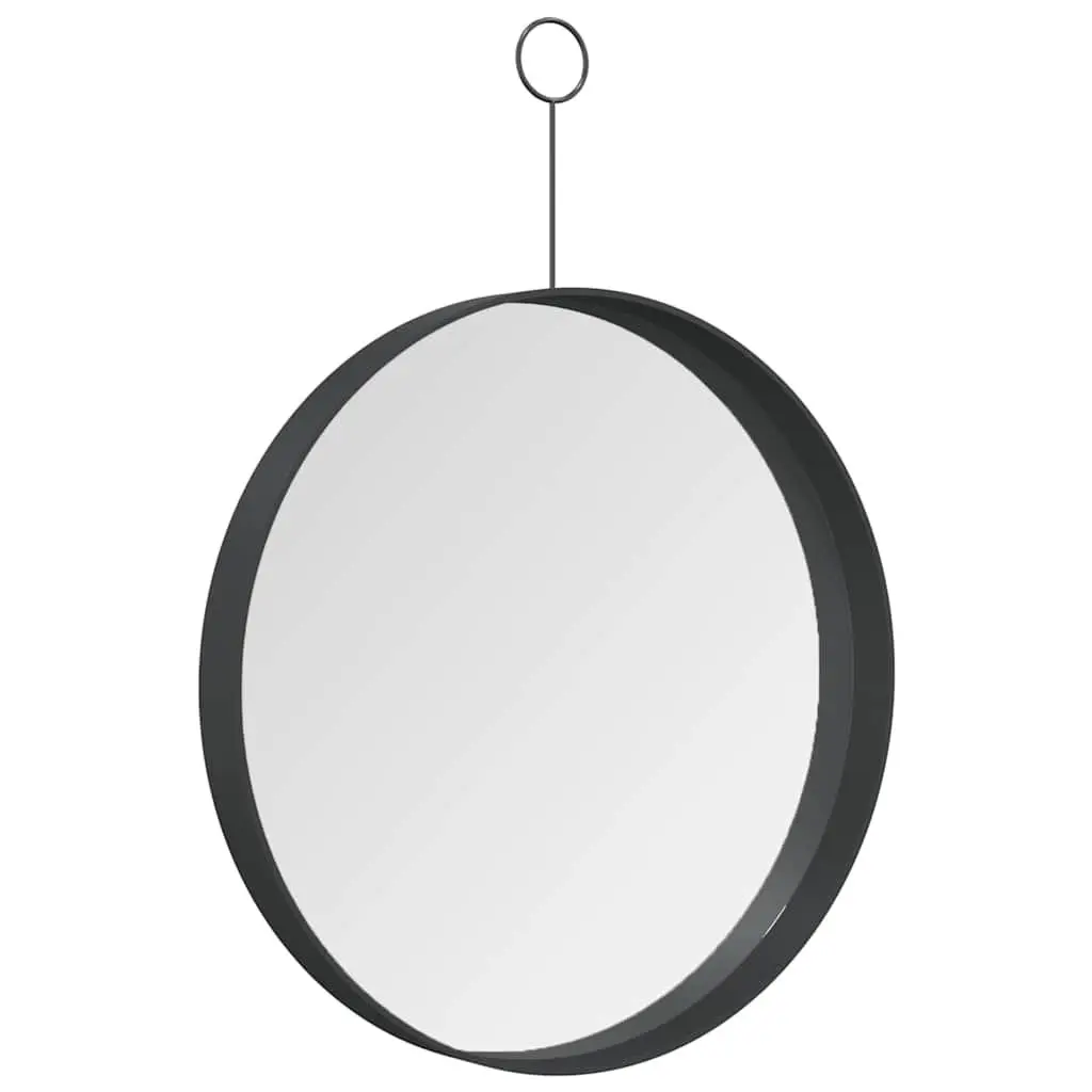 Round Wall Mirror Modern Home Decor 30 cm Black Powder-Coated Steel