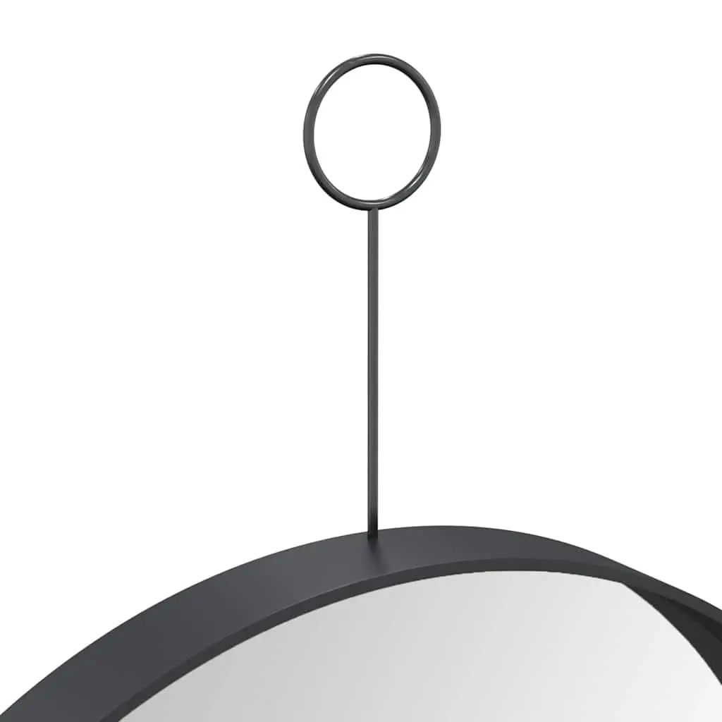 Round Wall Mirror Modern Home Decor 30 cm Black Powder-Coated Steel