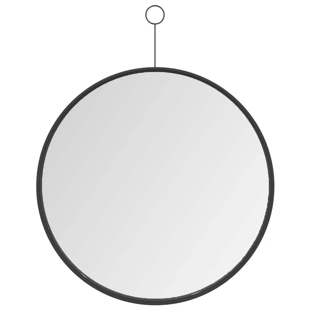 Hanging Wall Mirror Black 40cm Modern Home Decor with Hook Steel Frame