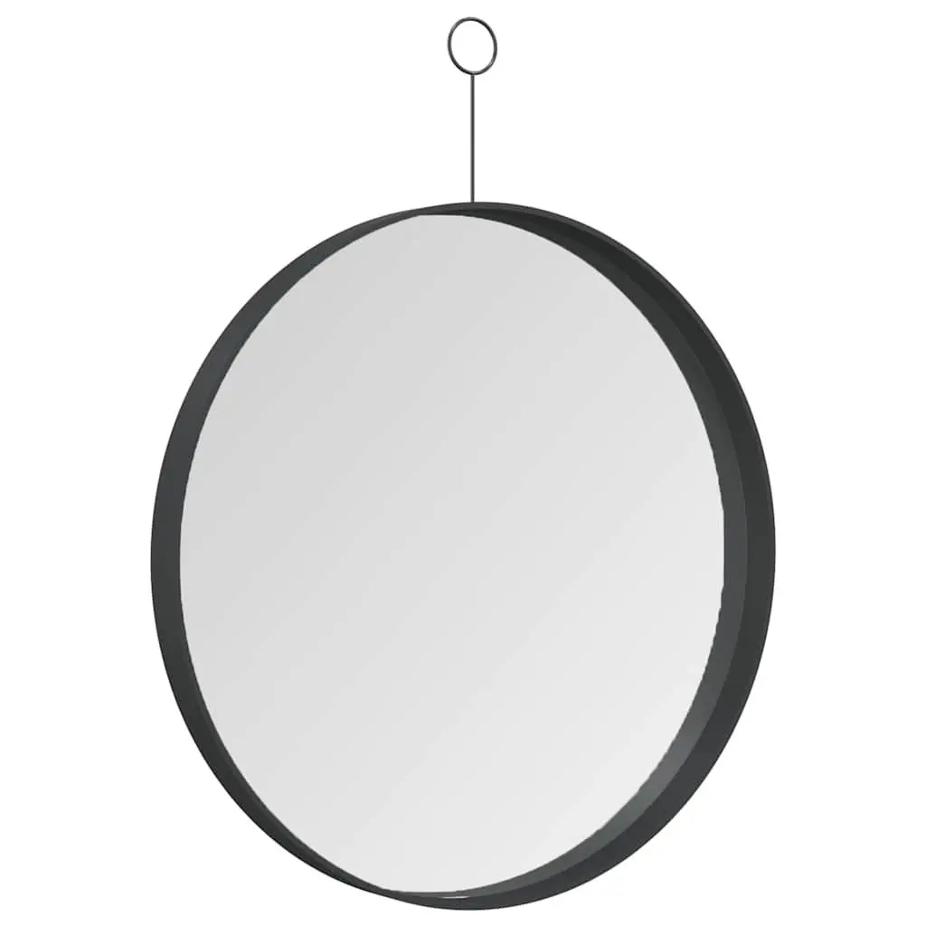 Hanging Wall Mirror Black 40cm Modern Home Decor with Hook Steel Frame