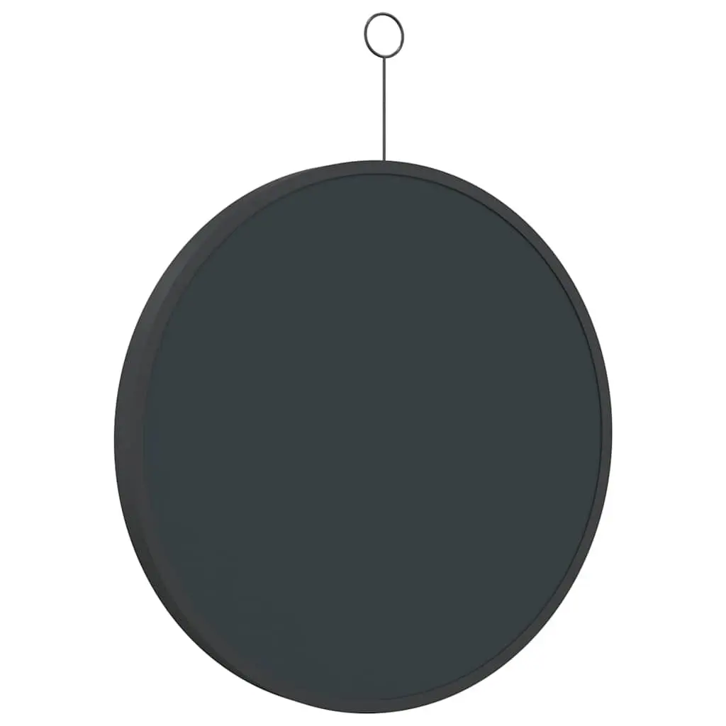 Hanging Wall Mirror Black 40cm Modern Home Decor with Hook Steel Frame