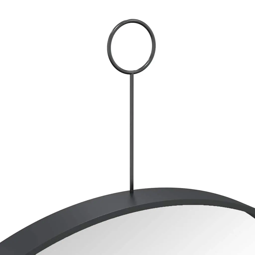 Hanging Wall Mirror Black 40cm Modern Home Decor with Hook Steel Frame
