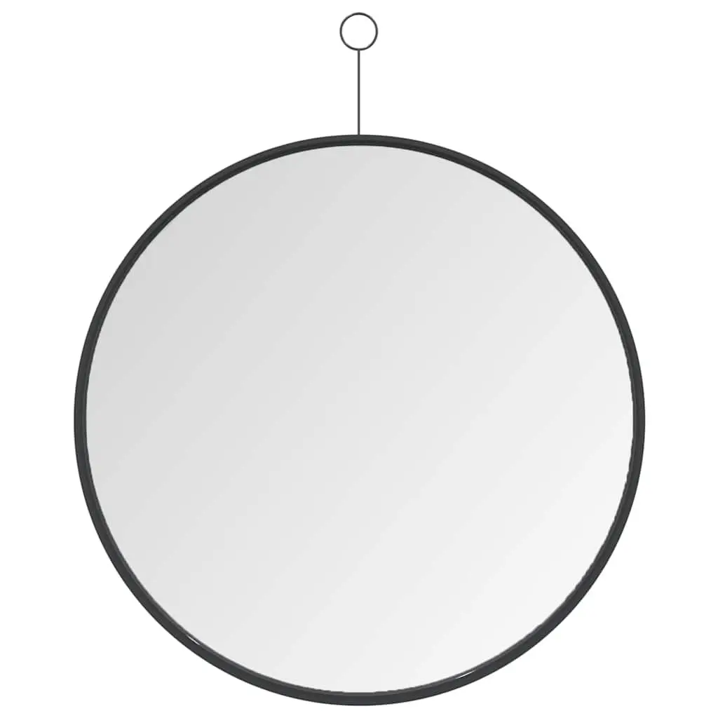 Hanging Wall Mirror Black 50cm Diameter Modern Home Decor