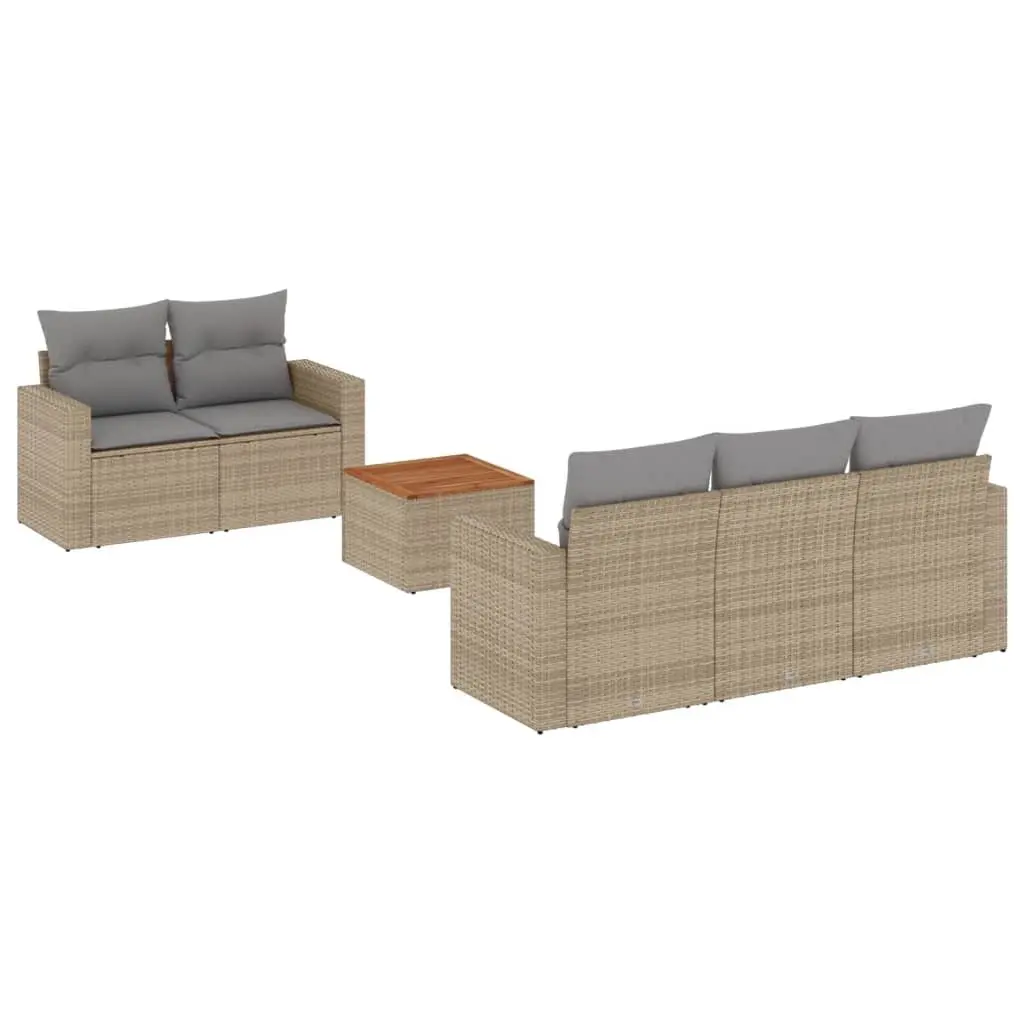 Garden Sofa Set 6 Piece Outdoor Furniture Modular Beige with Cushions