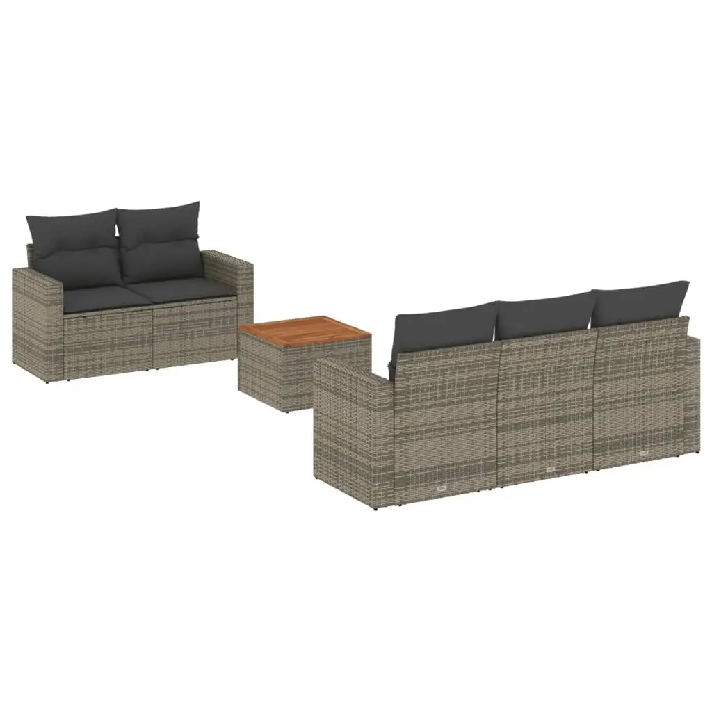 Garden Sofa Set Outdoor Furniture 6 Piece Modular Grey PE Rattan with Cushions