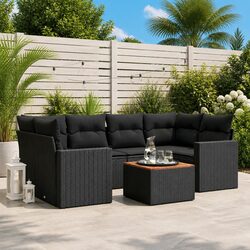 Comfortable 7-Piece Outdoor Sofa Set in Black Rattan