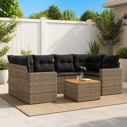 Comfortable 7 Piece Garden Sofa Set with Removable Covers