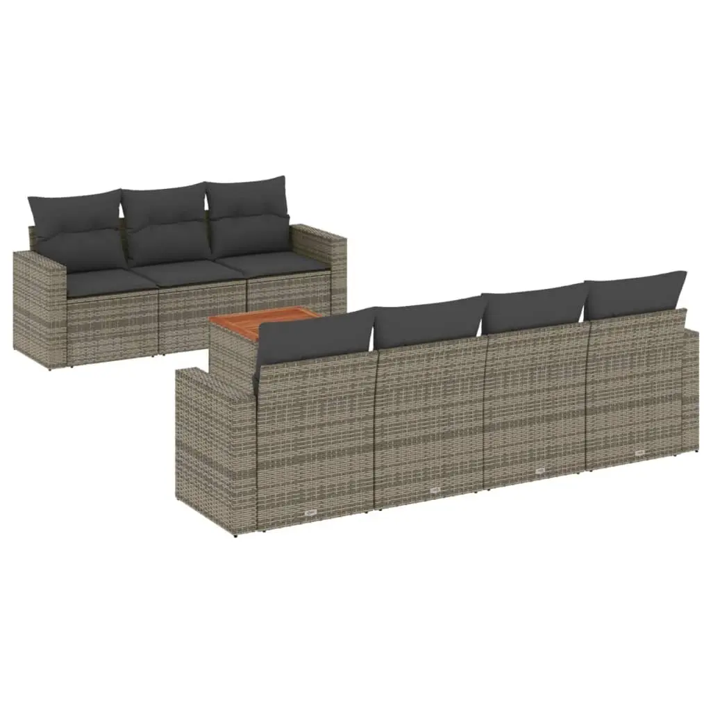 Garden Sofa Set 8 Piece Outdoor Furniture Grey Poly Rattan Modular Patio Lounge